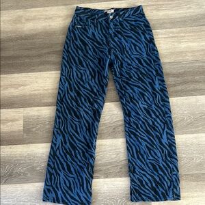 Blue and Black Zebra Print Women's Jeans